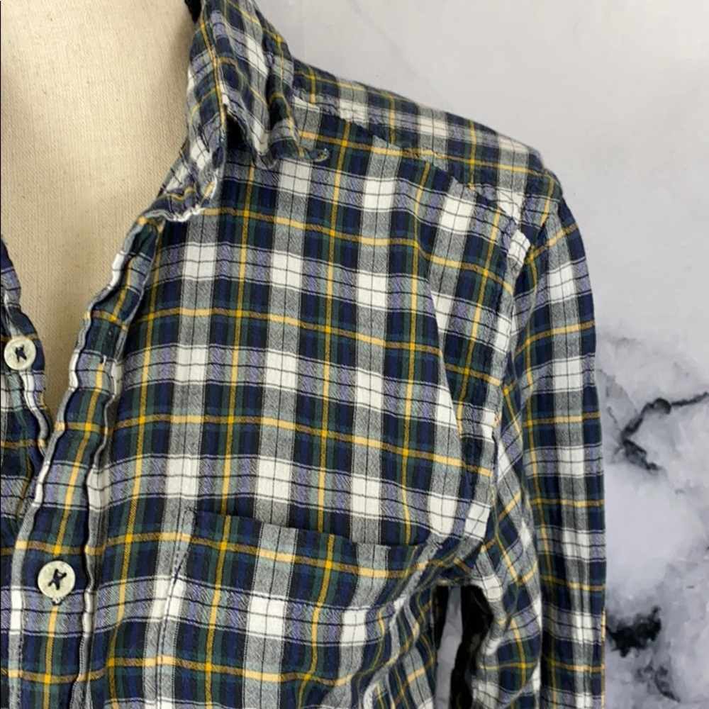 ๐ BDG blue plaid cotton button down shirt small - Picture 2 of 6